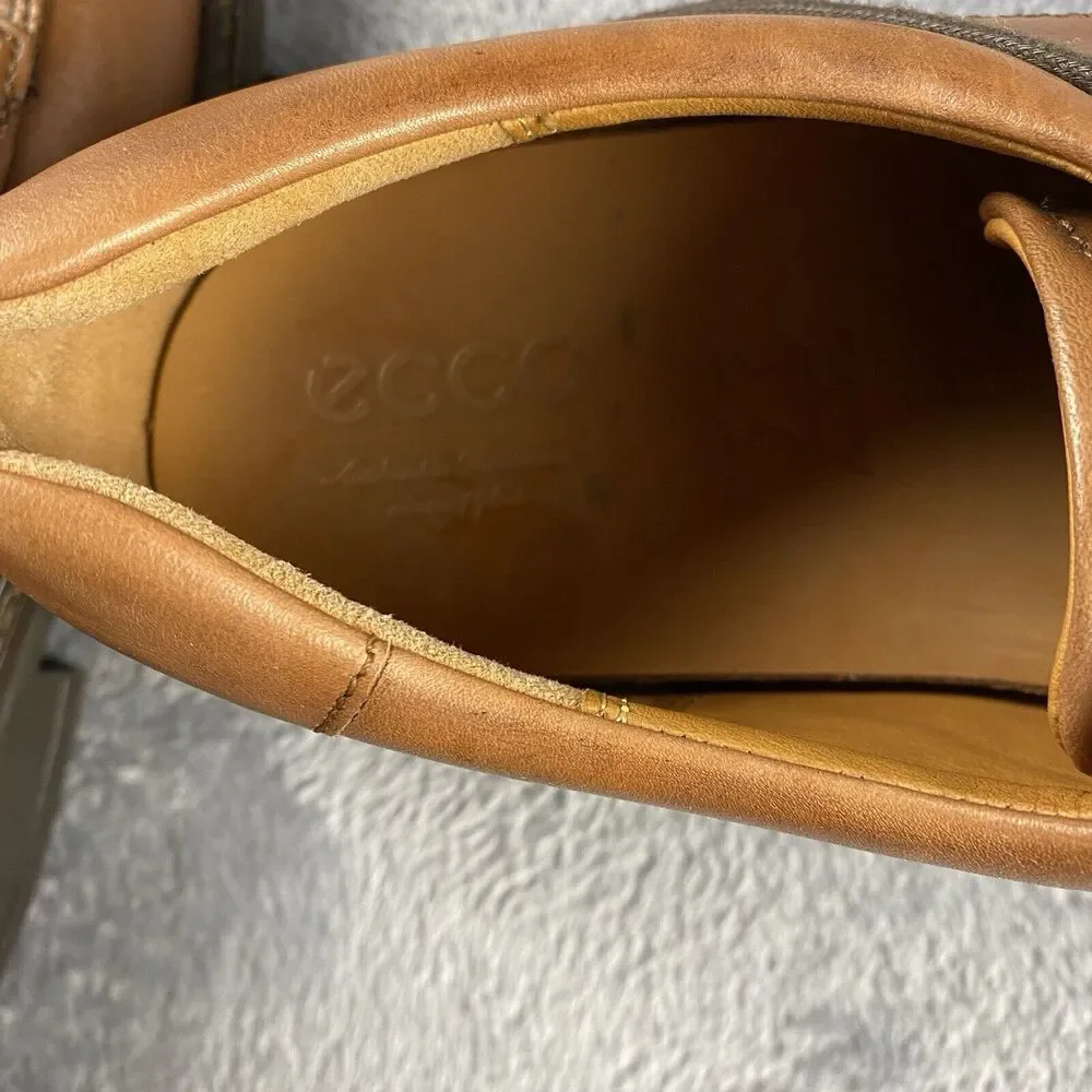 Ecco Apron Toe Dress Shoes Brown Leather Mens Size EU 44 US‎ 10 Business Career